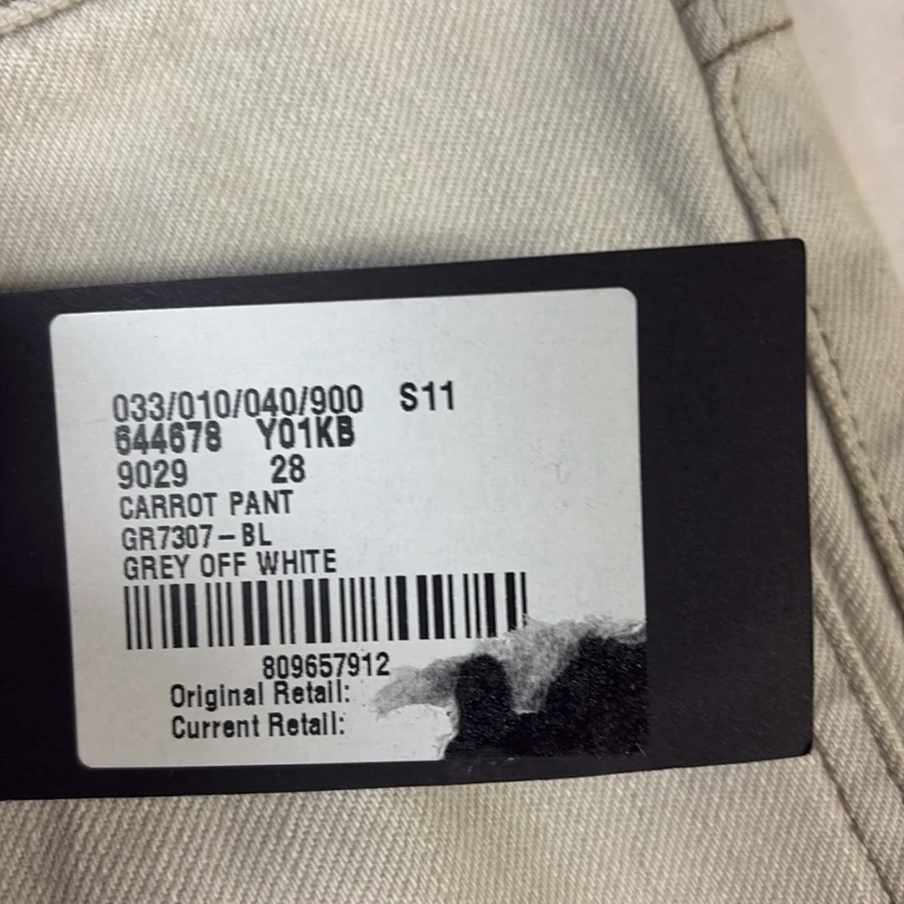 SAINT LAURENT Carrot Fit Denim Jeans Grey Off White Size 28 NWT - Picture 12 of 12